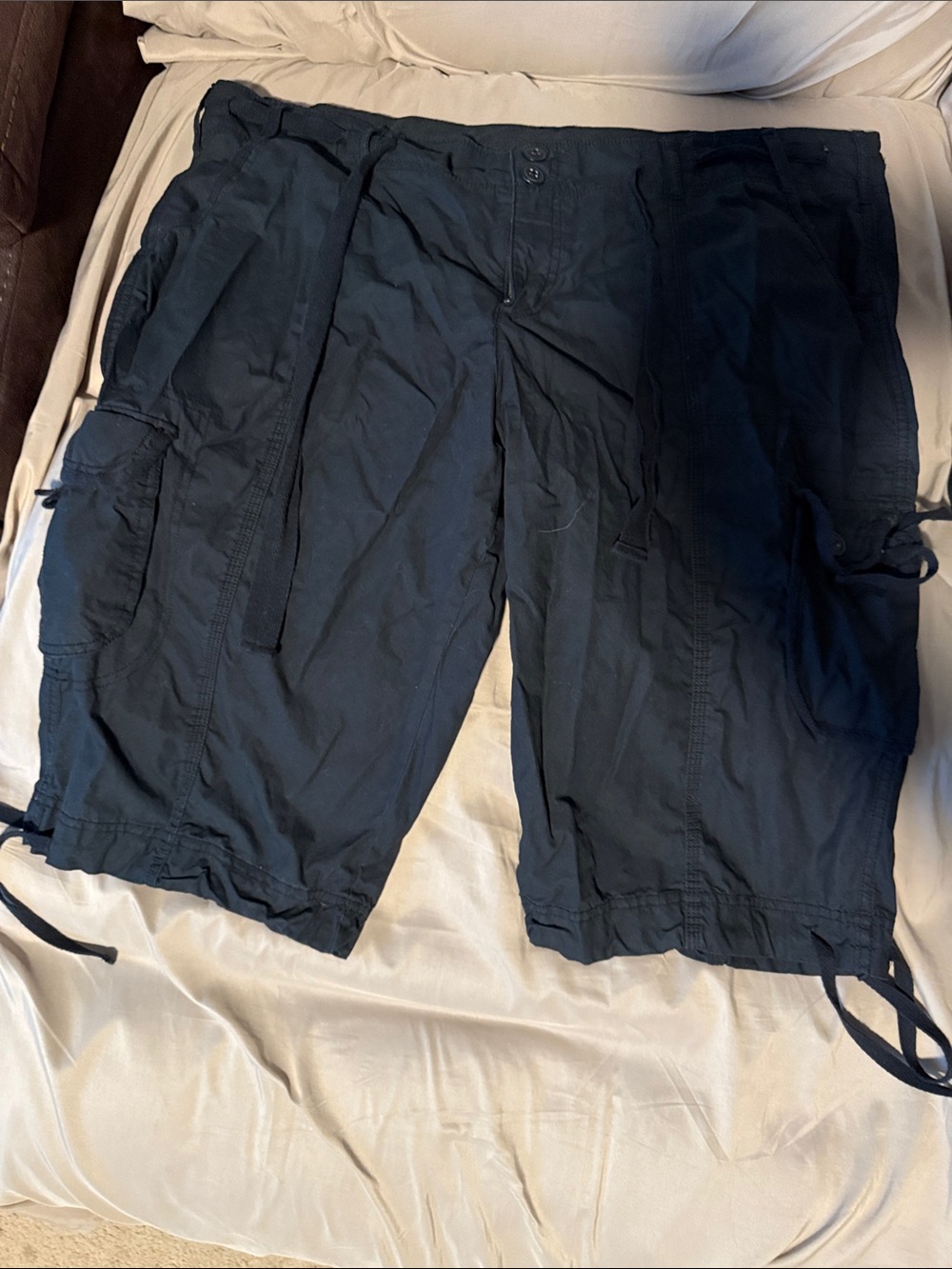 Calvin Klein Dark Navy Cargo Bermuda Shorts with Drawstring Hem